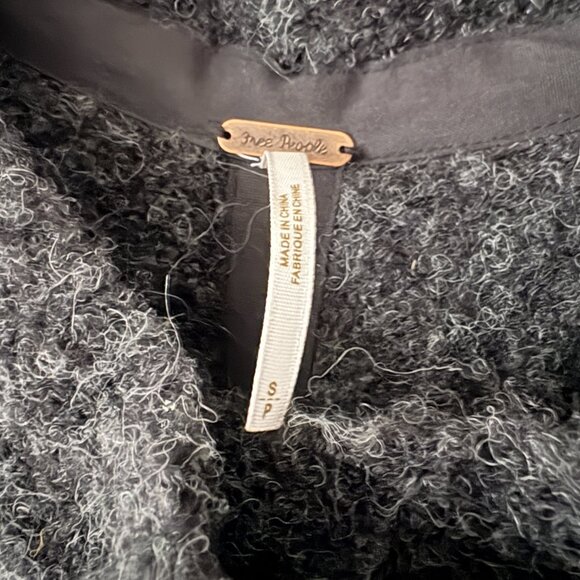 Free People Wool Alpaca Stand and Deliver Cape Cardigan In Charcoal Grey Small - Picture 6 of 7